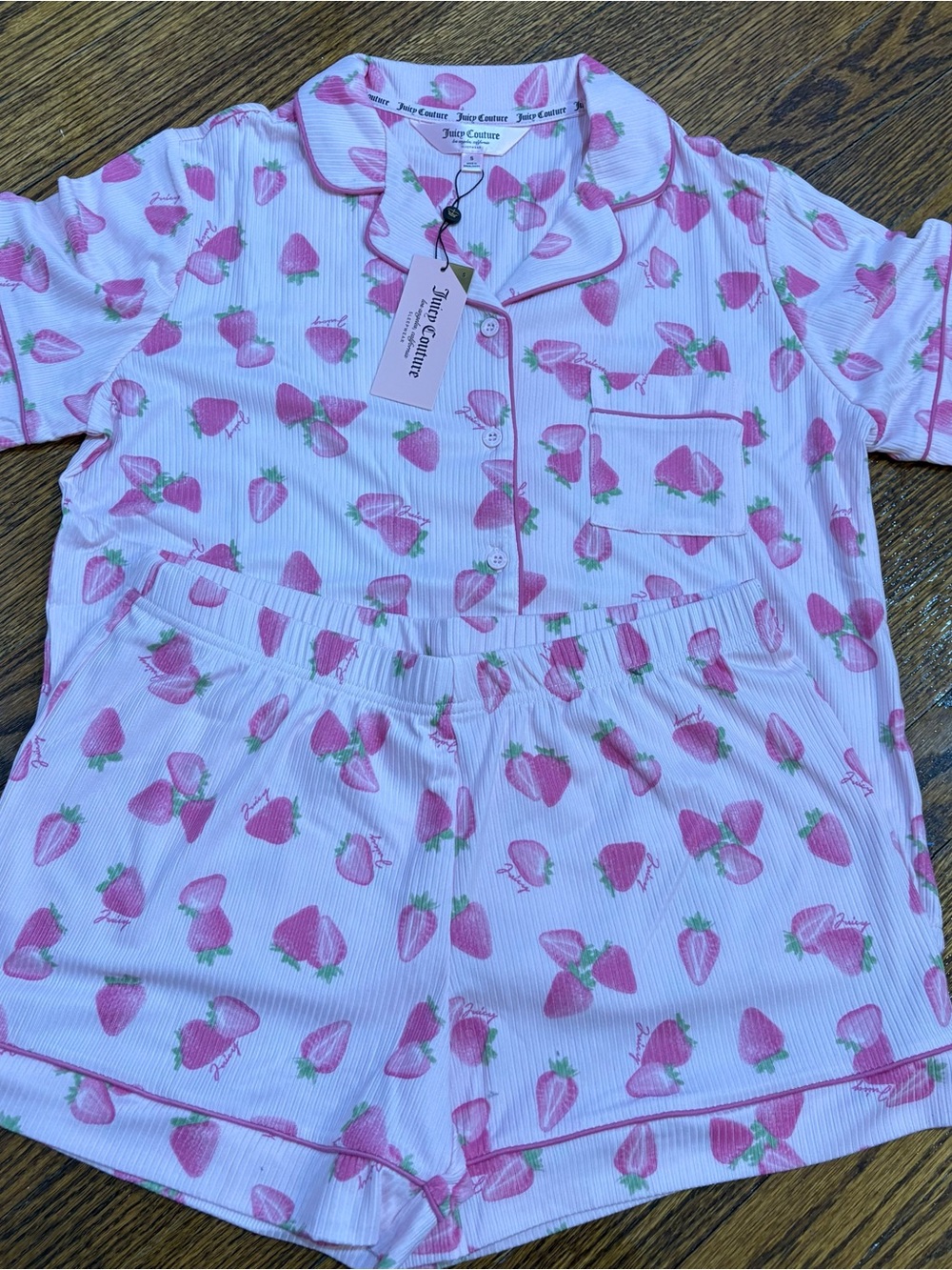 Juicy Couture Women’s Pink Strawberry Print Pajama Set